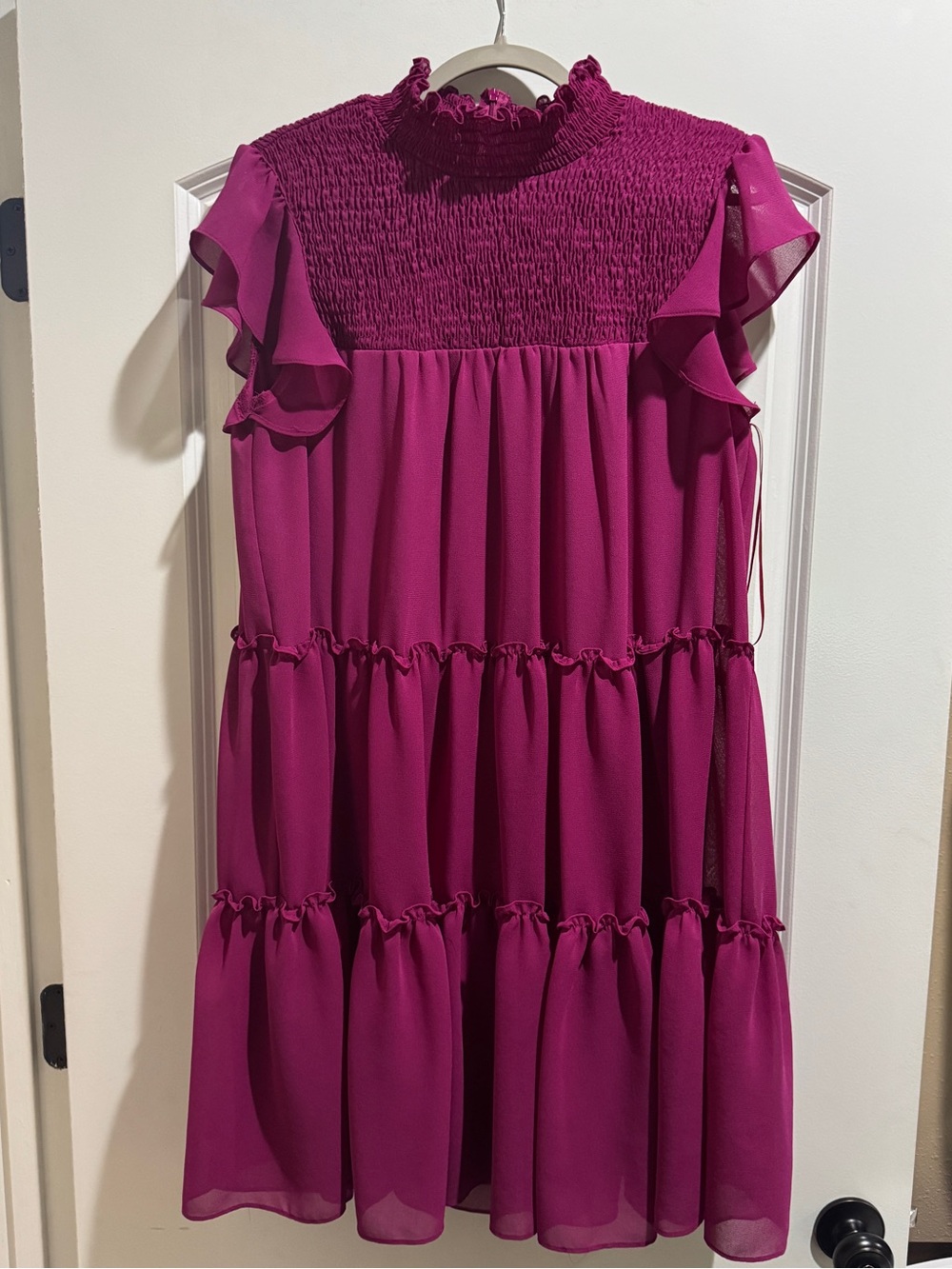 Madison Tara Magenta Ruffle Tiered Dress